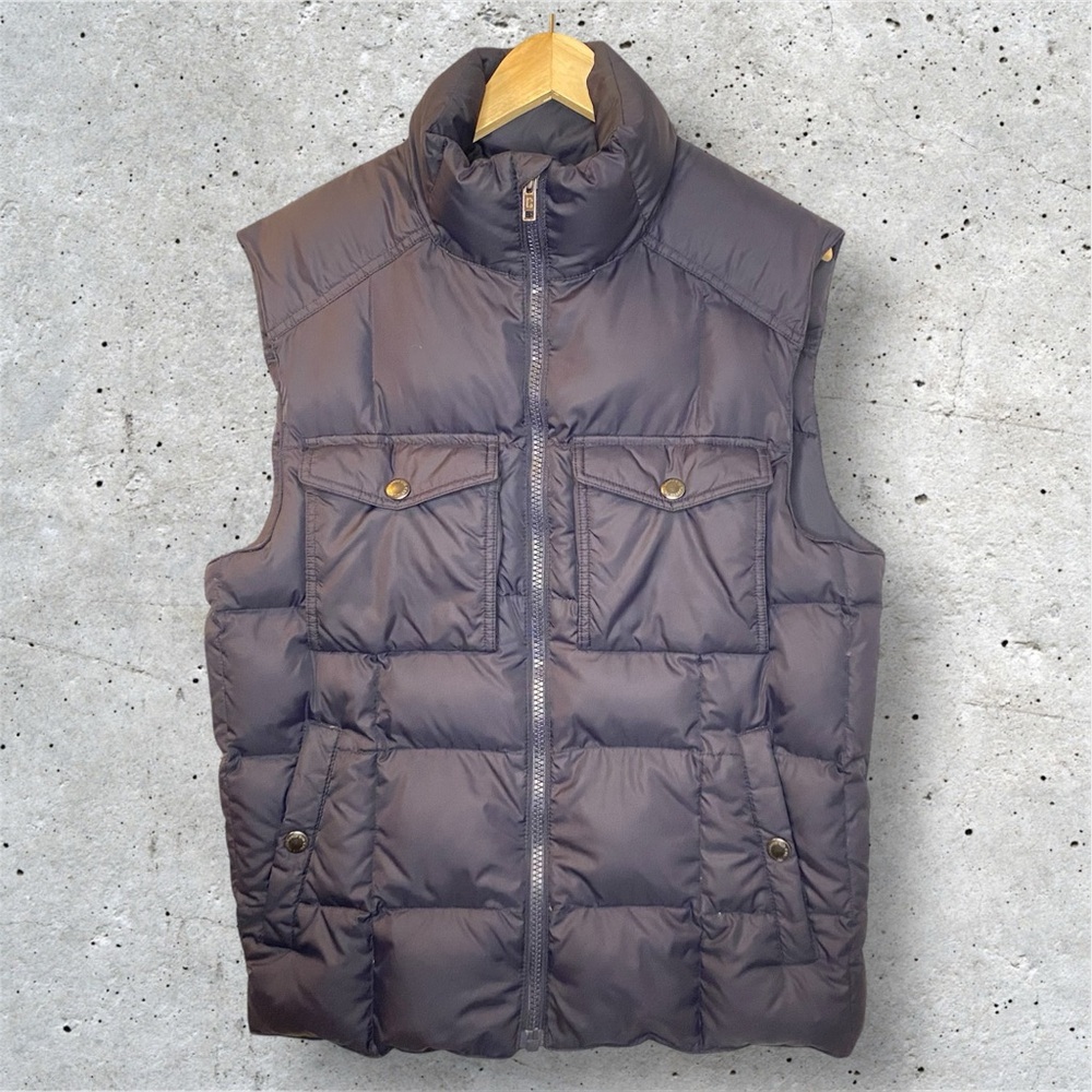 LAND'S END CANVAS Down Puffer Vest Mens L Black Zip Outdoor